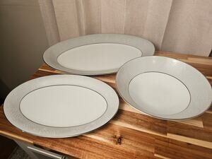 Noritake Sabrina 5590 Serving Set - 2 Platters + 9 Inch Bowl